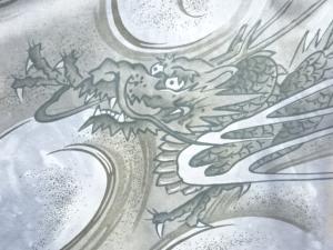 アンティーク　龍模様肩裏本場泥大島紬男物羽織